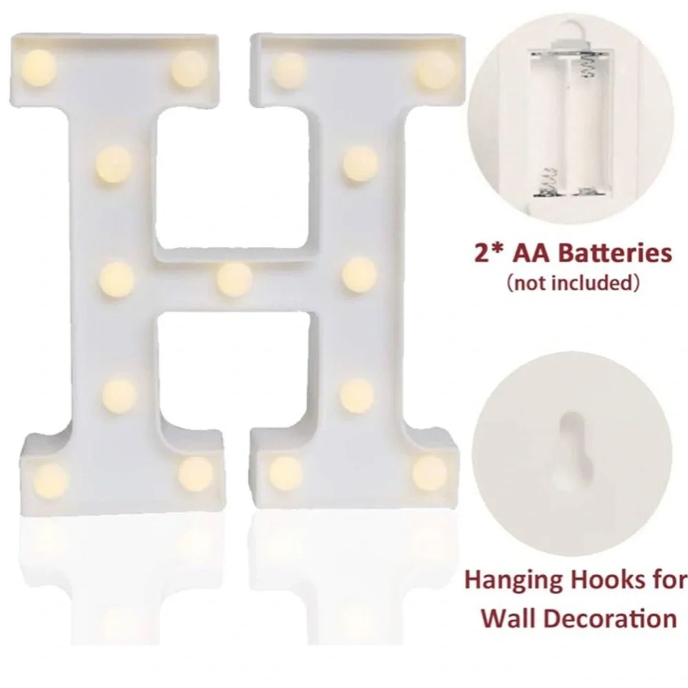LED Light Up Letter 'H' - White